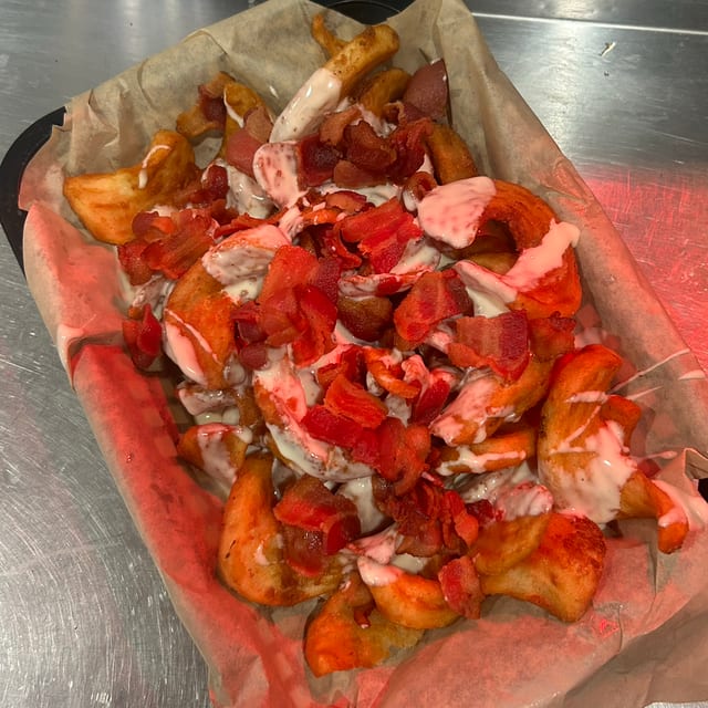 Bacon Cheese Sidewinder Fries.
