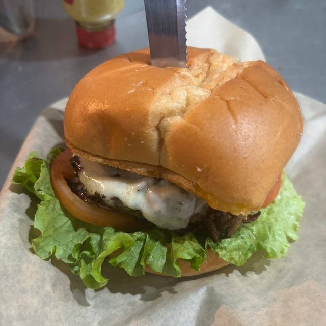 Mushroom Swiss Burger.
