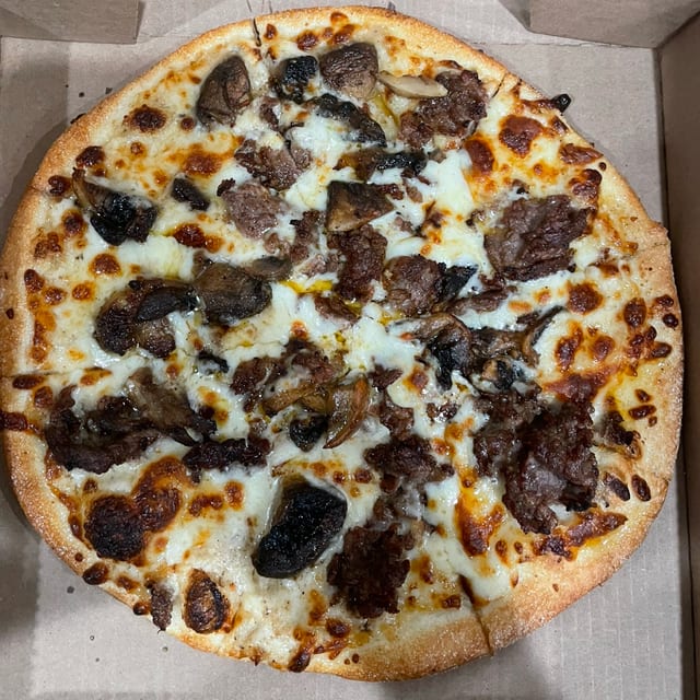Shroom & Angus Pizza.