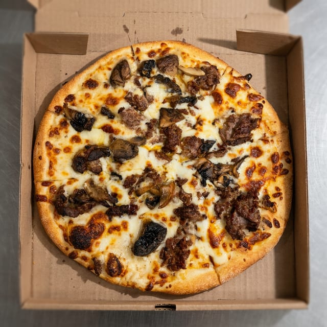Shroom & Angus Pizza.